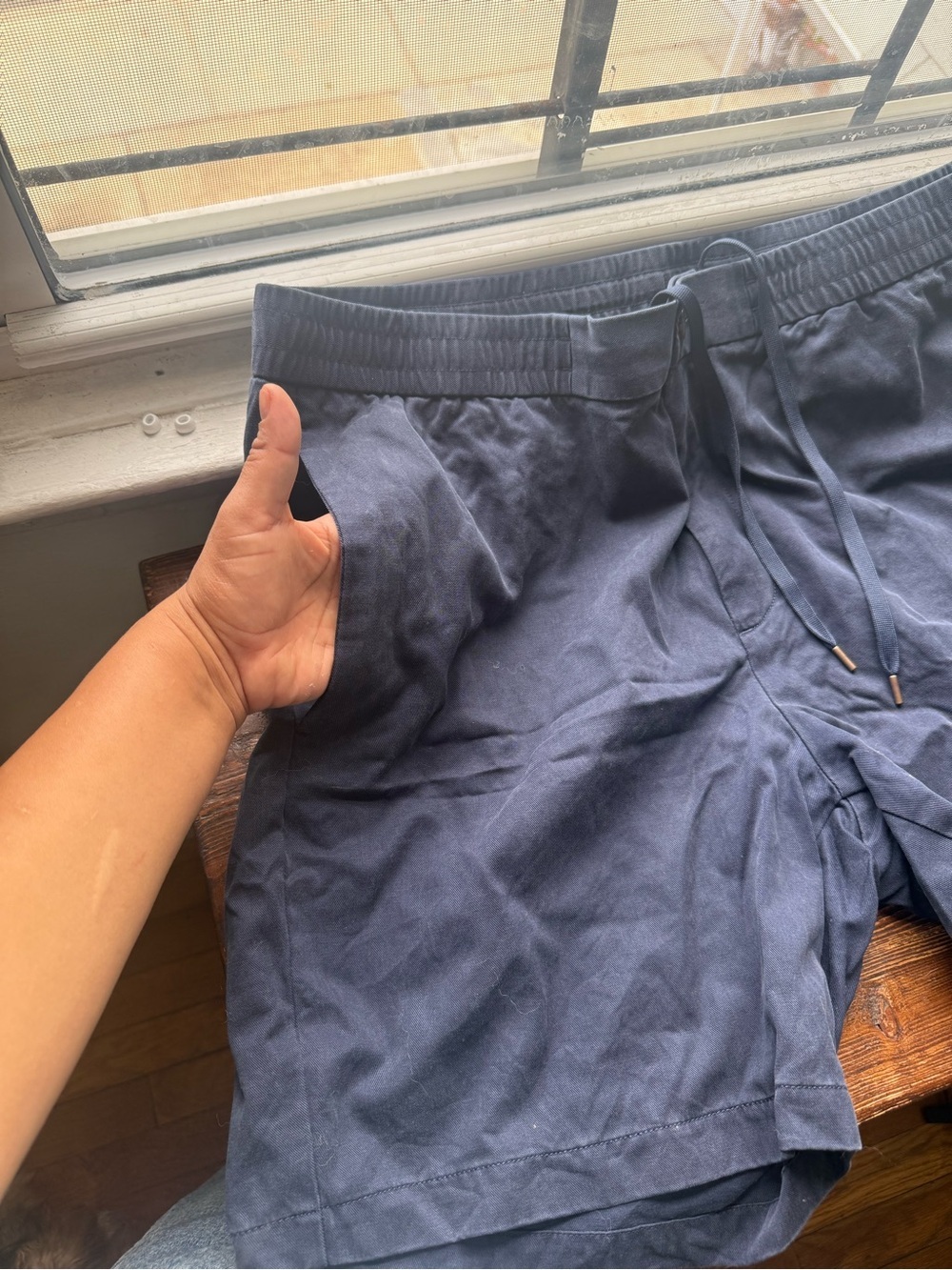 J. Crew Men's Gray Crewneck T-Shirt & Navy Drawstring Shorts Bundle - Picture 5 of 7